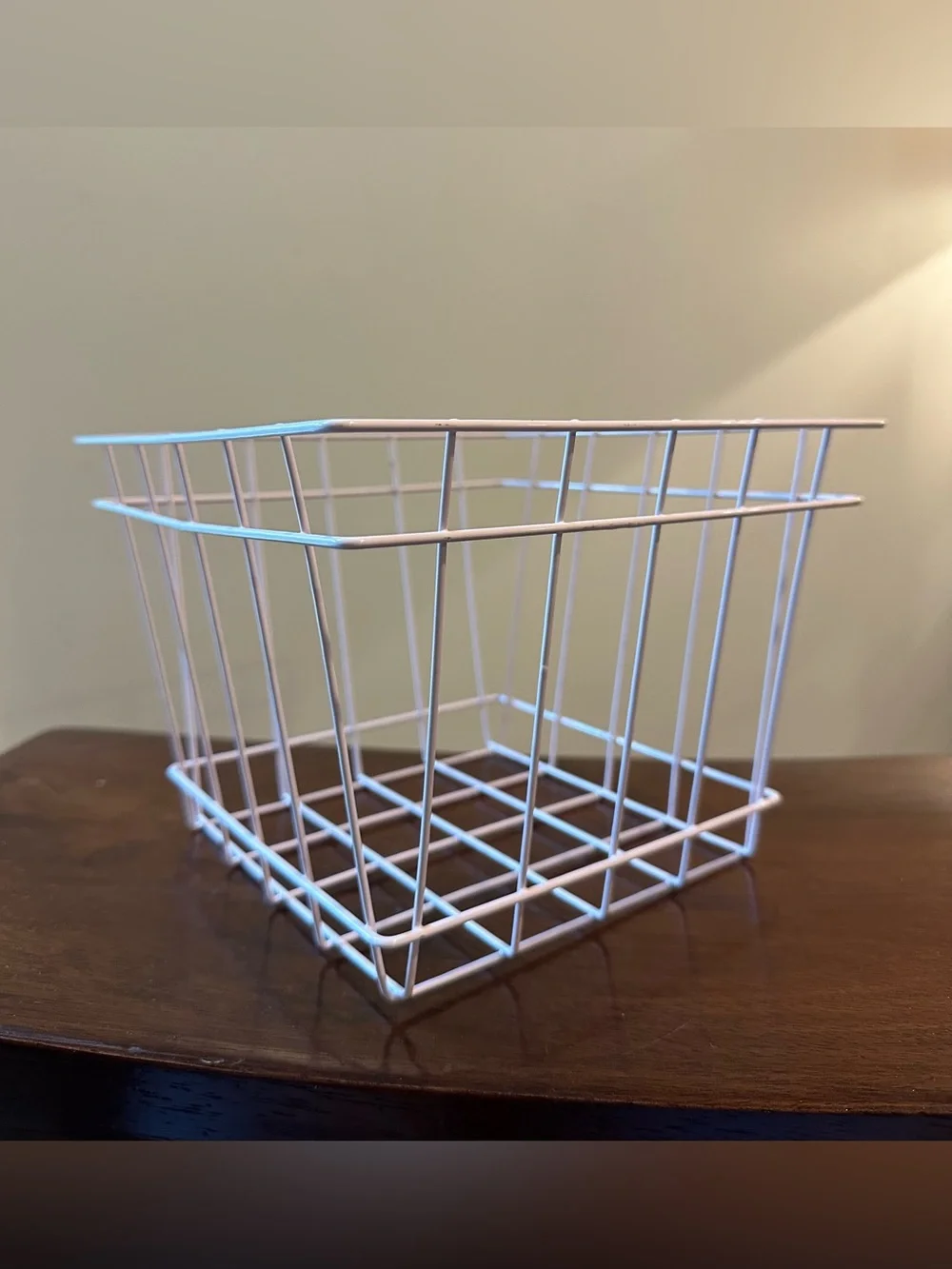 Pale pink metal basket